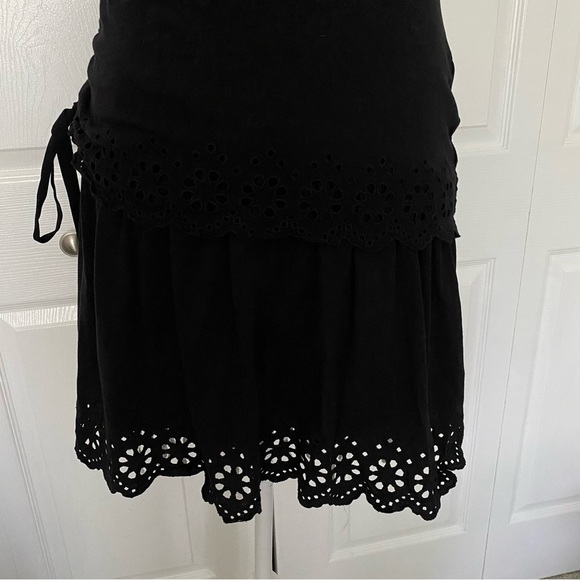 DEREK LAM IO CROSBY Black Sleeveless Cotton Dress with Lace Hem M - Picture 6 of 16